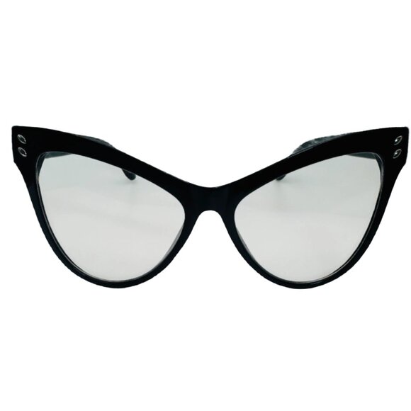 9250 | Large Black Clear Lens Catyeye Glasses - Picture 1 of 5